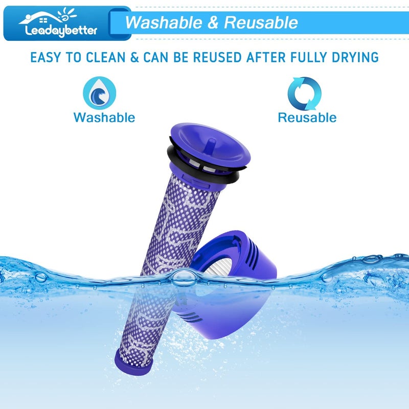 Leadaybetter Filter Replacement for Dyson V7 V8 SV10 Animal Absolute Cordless Stick Vacuum Cleaner, 2 Post & 2 Pre Filters Replacements, Compare to Part # 965661-01 & 967478-01 - Image 4